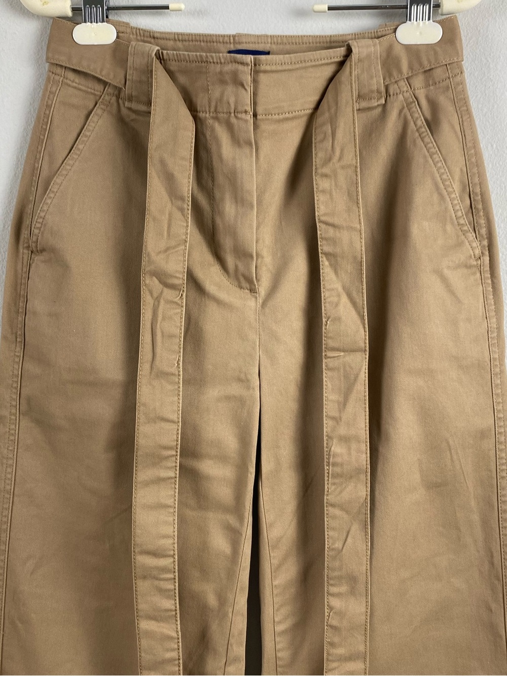 J. Crew Factory Twill Wide Leg Tie Waist Chino Pant | Camel - Picture 3 of 15